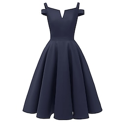 Women's Vintage Dress Party Dress Cocktail Dress Zipper Split Neck Sleeveless Midi Dress Wedding Guest Birthday Elegant Vintage Pink Navy Blue Summer Spring