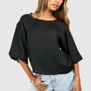 Womens Volume Sleeve Blouse - Black - 6, Black