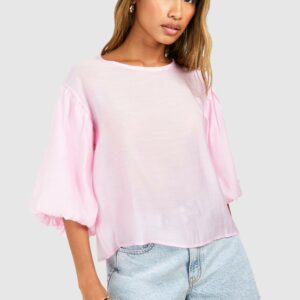 Womens Volume Sleeve Blouse - Pink - 6, Pink