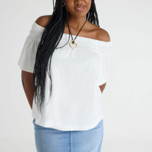 Womens White Bardot Blouse