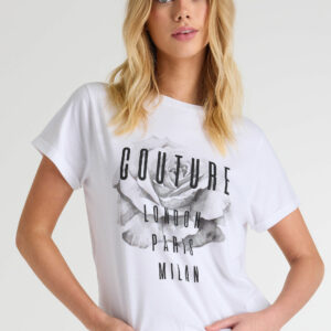 Womens White Couture Slogan T-shirt