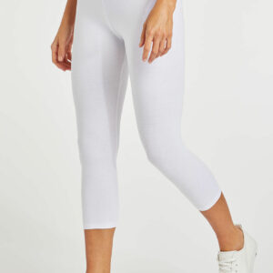 Womens White Cropped Leggings