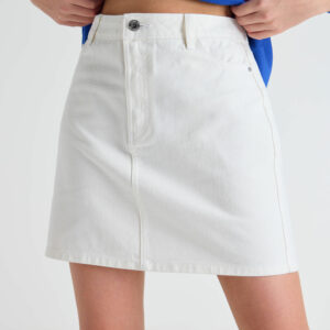 Womens White Denim Mini Skirt