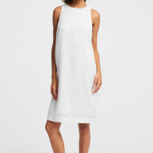 Womens White Linen Blend Shift Dress