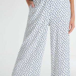 Womens White Spot Crinkle Culottes