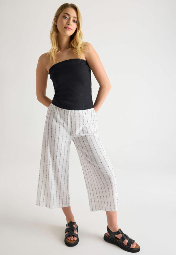 Womens White Stripe Culottes