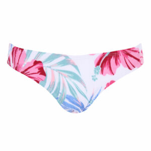 Womens White Tropical Print Bikini Bottoms