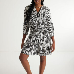 Womens White Zebra Printed Tunic Dress