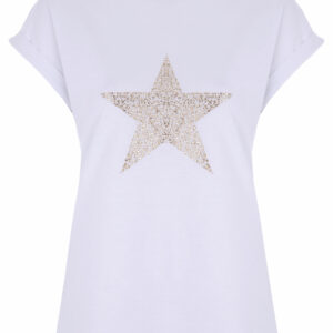 Womens White & Gold Star T-shirt