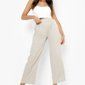 Womens Woven Pleat Front Culottes - Beige - 16, Beige