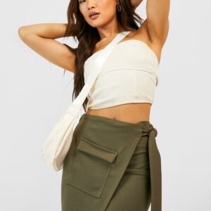 Womens Wrap Cargo Mini Skirt - Green - 10, Green