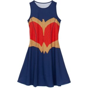 Wonder Woman Womens/Ladies Skater Costume Dress (L) (Blue)