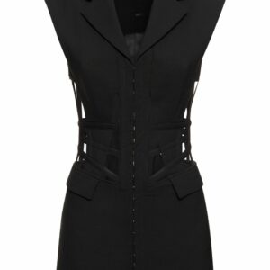 Wool Blend Cut Out Corset Mini Dress