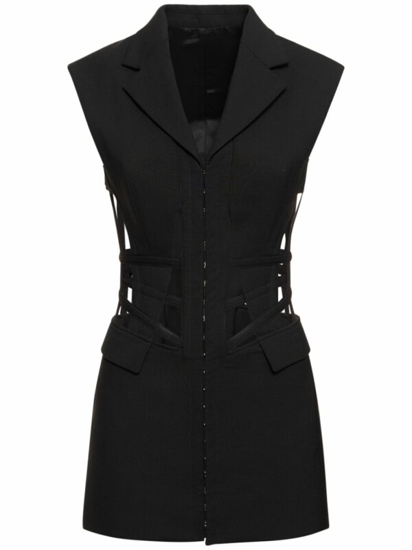 Wool Blend Cut Out Corset Mini Dress