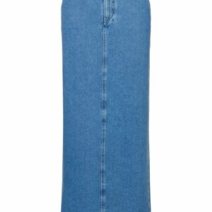 Wool Blend Denim Long Skirt