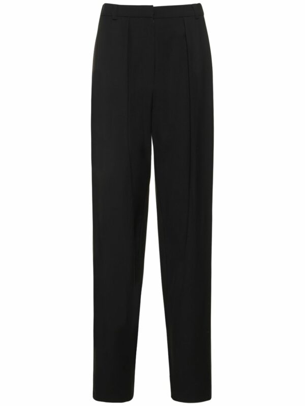 Wool Twill Straight High Waist Pants