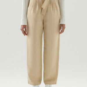 Woolrich Woman Belted Pants in Linen Blend Beige Size M