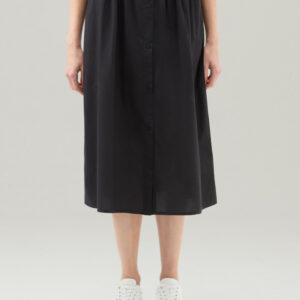 Woolrich Woman Midi Skirt in Pure Cotton Poplin Black Size XL