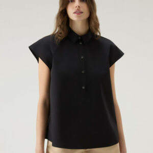 Woolrich Woman Poplin Blouse in Pure Cotton Poplin Black Size XS