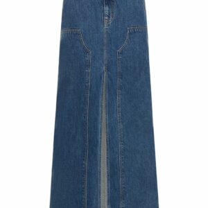 Worker Cotton Denim Maxi Skirt