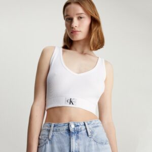 Woven Label Rib Crop Top