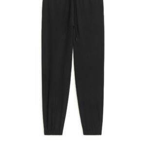 Woven Wool Blend Joggers - Black