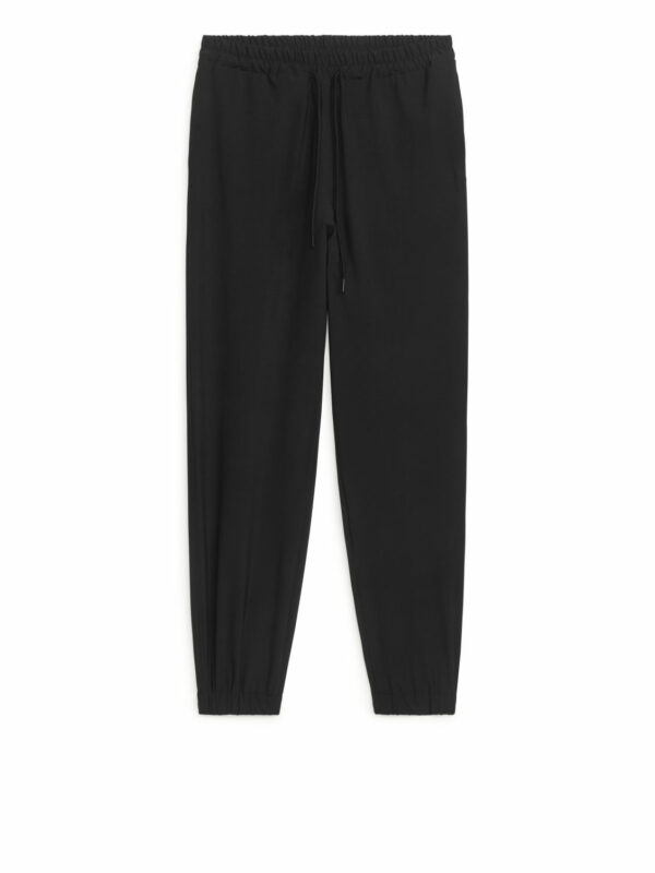 Woven Wool Blend Joggers - Black