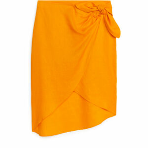 Wrap Linen Skirt - Orange