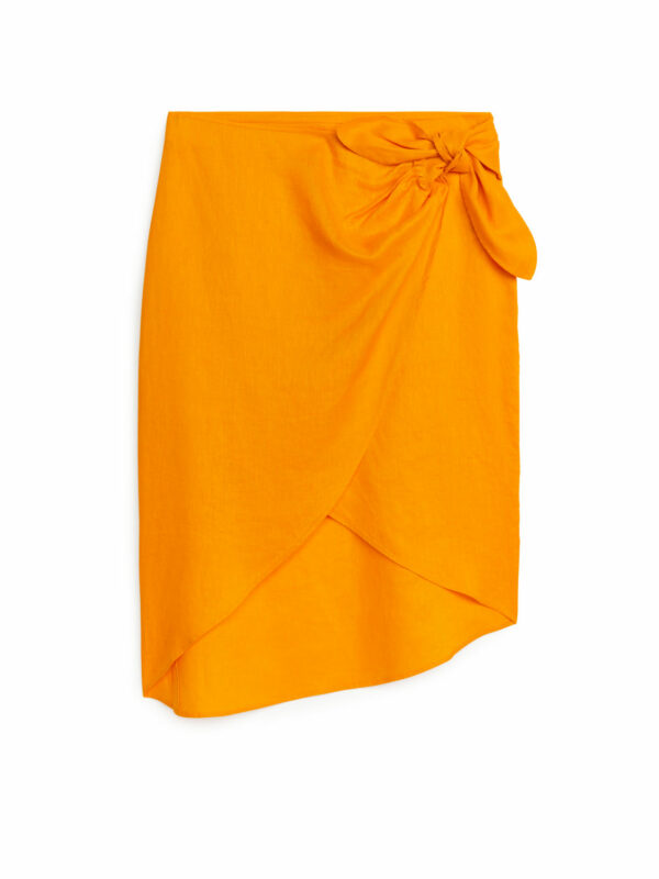 Wrap Linen Skirt - Orange