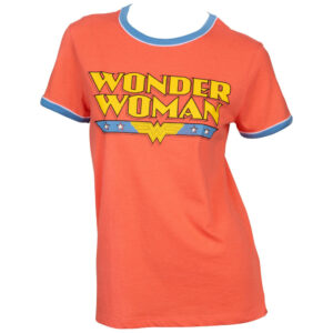 (XSmall, Red) Wonder Woman Classic Logo Ringer T-Shirt