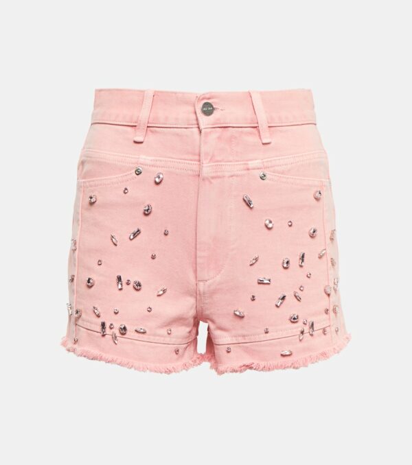 Xu Zhi Crystal-embellished denim shorts