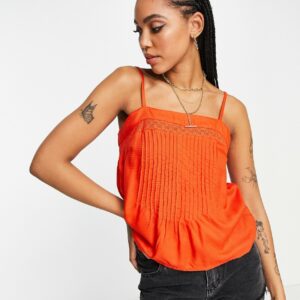 Y. A.S pleated front cami top co-ord in bright orange