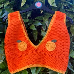 Y2K Handmade Crochet Orange Fruit Crop Top/Bralette Bralet Summer Festival