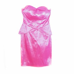 Y2K Strapless Pink Bodycon Mini Dress 00S Arden B. Exclusive Iridescent Party Vintage Backless 00's Peplum Cocktail Never Worn Xs