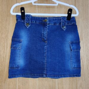 Y2K Zoe Uk10 Blue Denim Mini Jean Pocket Cargo Skirt