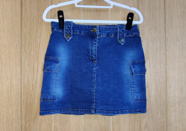 Y2K Zoe Uk10 Blue Denim Mini Jean Pocket Cargo Skirt