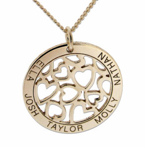 Yellow Gold Plated Hearts in Personalised Disc Necklace