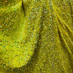 Yellow Iridescent Sequence 4Way Stretch Velvet Collection Great For Prom Dress & Much More