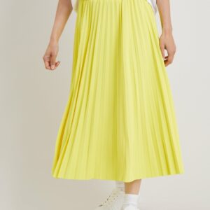 Yellow Pink Jersey Pleated Textured Skirt