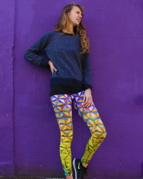 Yoga Leggings, Geometric Pants, Festival Clothing, Women Activewear, Colourful Party Gym Joggers Tights