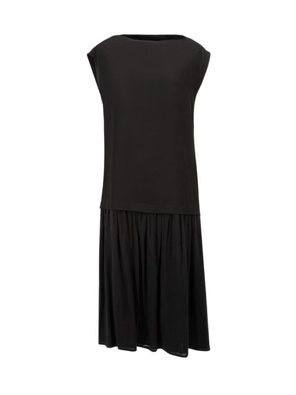 Yohji Yamamoto Y's Black Ruffle Skirt Midi Dress