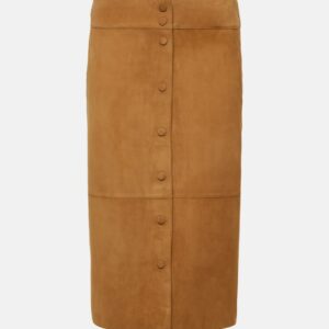 Yves Salomon High-rise leather midi skirt