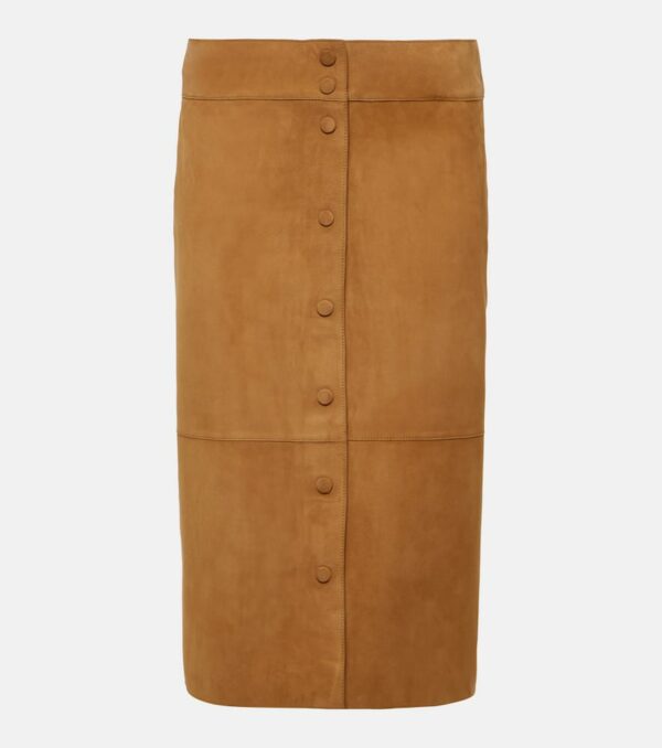 Yves Salomon High-rise leather midi skirt