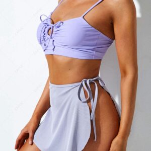 ZAFUL Ribbed Mini Wrap Beach Skirt S Light purple