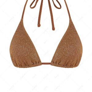 ZAFUL Sparkly Metallic Triangle Bikini Top M Coffee