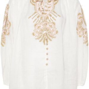 ZIMMERMANN- Embroidered Ramie Blouse