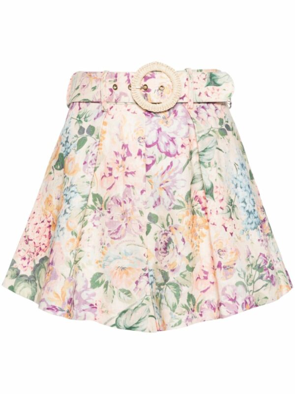 ZIMMERMANN- Floral Print Linen Shorts