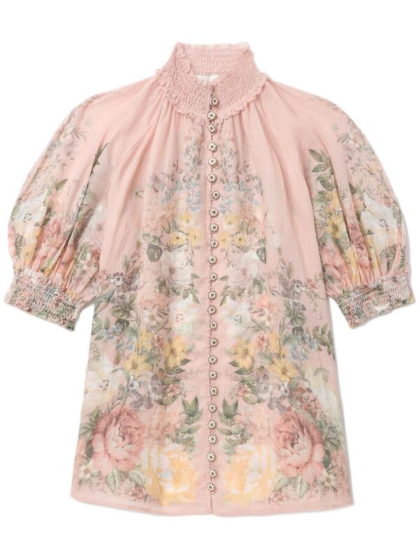 ZIMMERMANN- Floral Print Short Sleeve Blouse