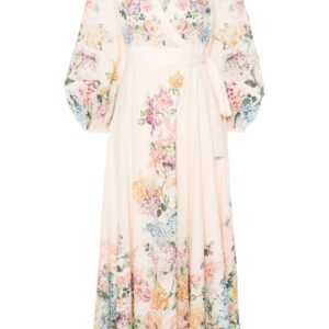 ZIMMERMANN- Floral Print Wrap Midi Dress