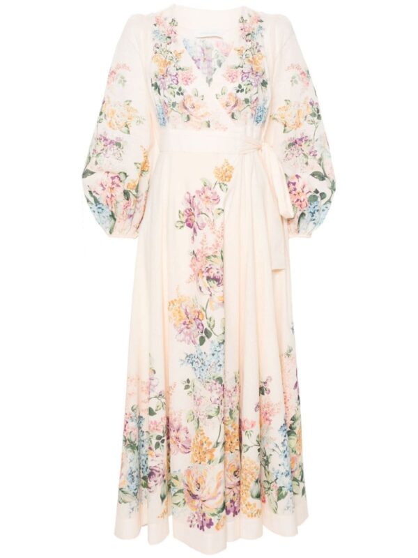 ZIMMERMANN- Floral Print Wrap Midi Dress